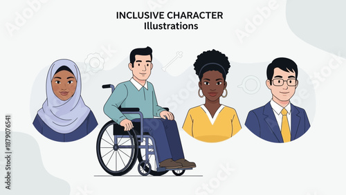 Diverse group of people with disability and different ethnicities