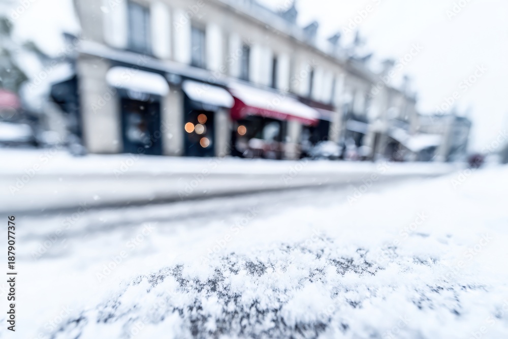 Obraz premium Severe winter blizzard paralyzing city infrastructure and transportation systems.