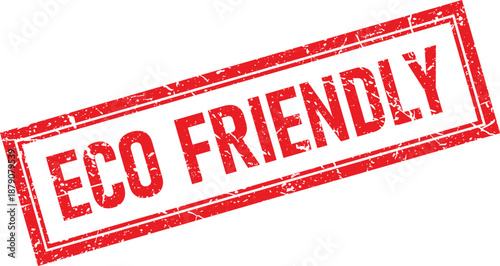 Eco Friendly Distressed Rubber Stamp Impression in Red Ink, Isolated on White