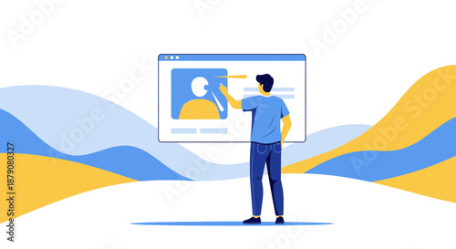 Illustration showcasing remote guidance on medical self-testing through online resources