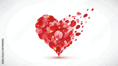 Heart Shape Formed By Red Rose Petals Dissipating love romance