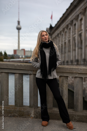 young woman in a black dress