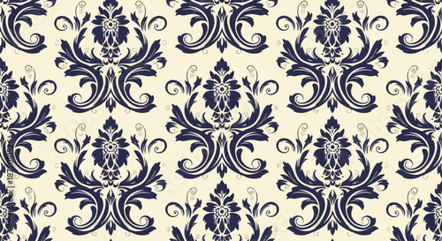Decorative Seamless Damask Classic Wallpaper Pattern