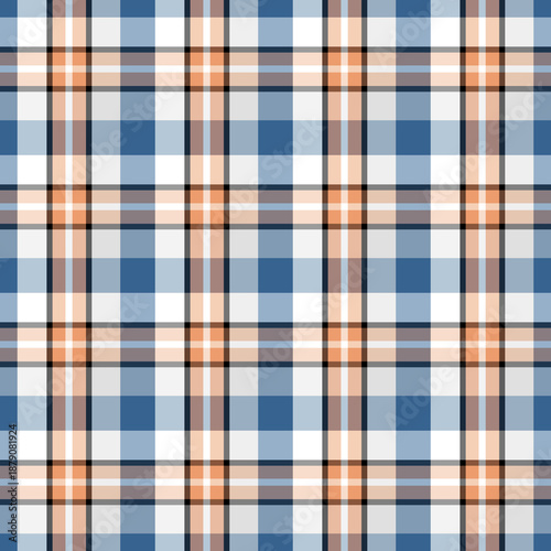 Peach Blue and Grey and Retro 60s Plaid Seamless Repeat