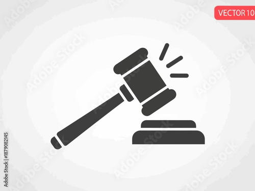 Vector illustration of a gavel and sound block in a simple design