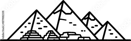 Artistic illustration of pyramids, depicting ancient architectur
