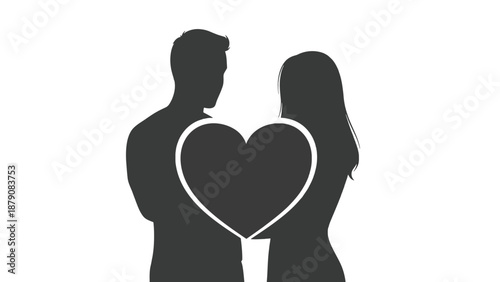 Silhouette Couple Holding Heart Shape Against White Background love romance