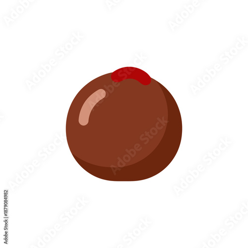 Flat animated vector icon of a single meatball, solid colors, no gradients, no outlines, simple shapes, National Meatball Day theme