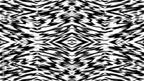 Symmetrical black and white zebra pattern illustration from a direct viewpoint
