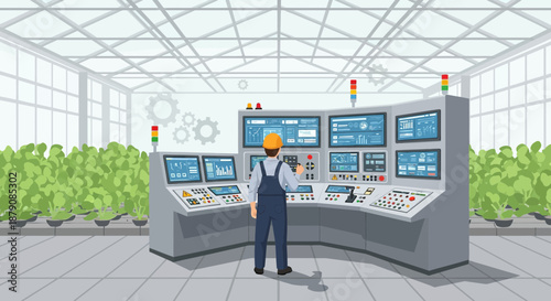 Automated hydroponic greenhouse management system showcasing agricultural technology