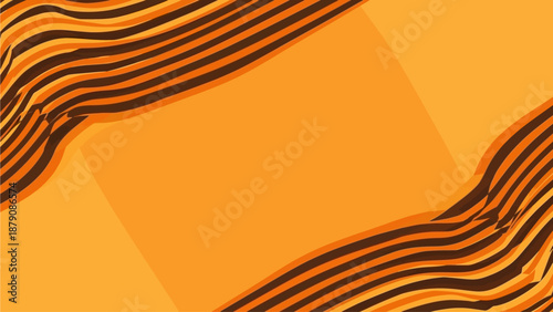 Abstract wavy black lines on vibrant orange background, dynamic motion, digital art, modern design, futuristic theme