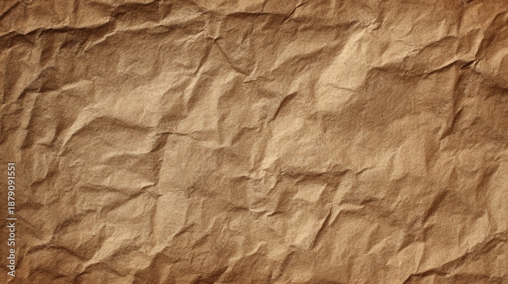 Fototapeta premium Crumpled brown paper background texture