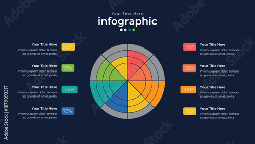 Data Visualization: An abstract infographic graphic, showcasing data in a visually appealing and organized manner, perfect for presentations.