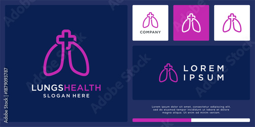 Lungs health logo design template.