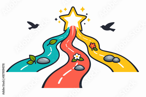 Three paths to success: different routes leading to one goal star