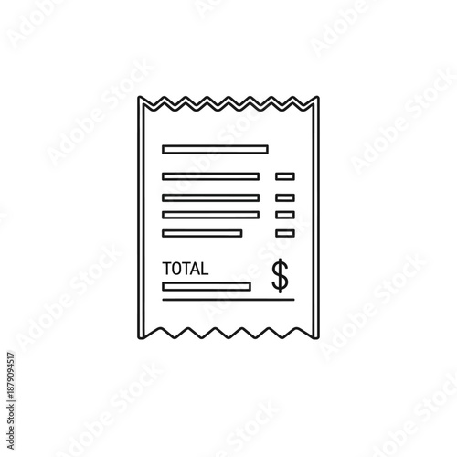 Simple Receipt Document with Total and Payment Details for Business Use