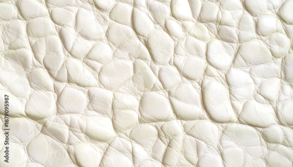 Fototapeta premium Luxurious white crocodile leather texture with a bumpy, irregular scale pattern.