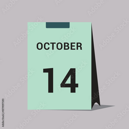 14 october calendar date icon minimal desk calendar vector illustration