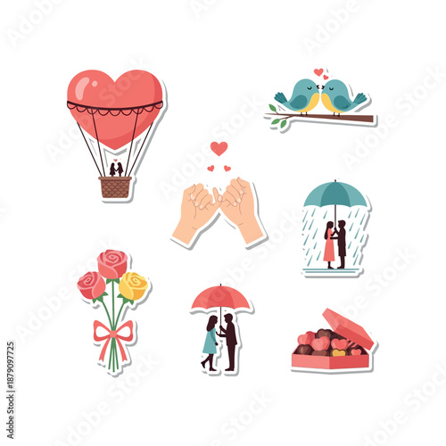 Co era珍 Page Page romance Page grVectors/ayushmanIllustrations featuring lovely couples and symbols of affection in various scenes.