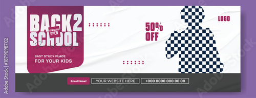 Back to school concept with two happy students on blue background.
Back to school advertisement with smiling young student holding books