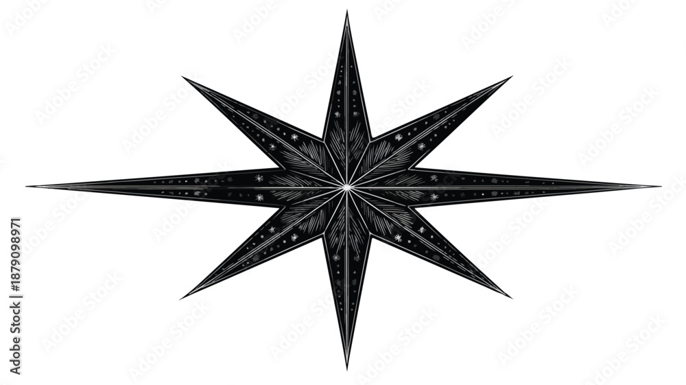 Fototapeta premium Elegant Christmas Star Black Silhouette Vector Art and Illustration