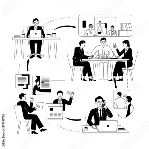 Business People Working Together Remotely.