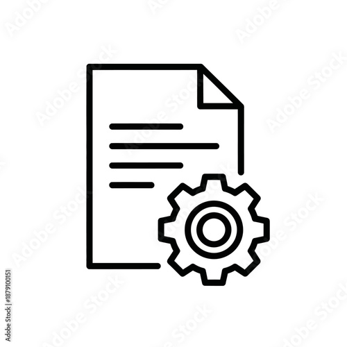 Close-up of a Document Icon with Gear Symbol Representing Settings or Configuration
