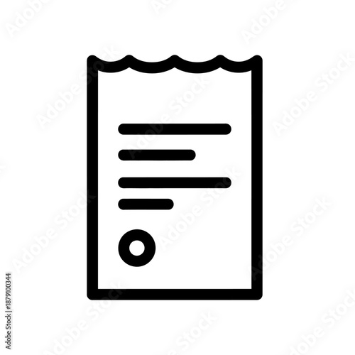 Close-up of a Receipt or Ticket with Text and Circular Seal on White Background