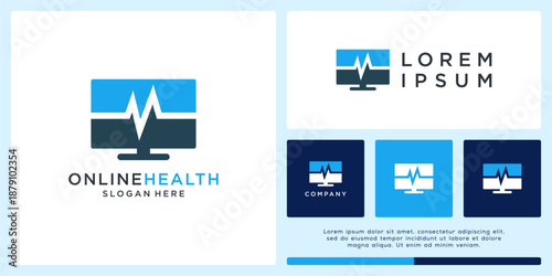 Online health logo design abstract.