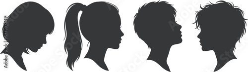 Set of black wolf silhouette vector icons featuring howling, standing, and hunting poses for wildlife nature branding, wilderness logos, and animal graphic design.