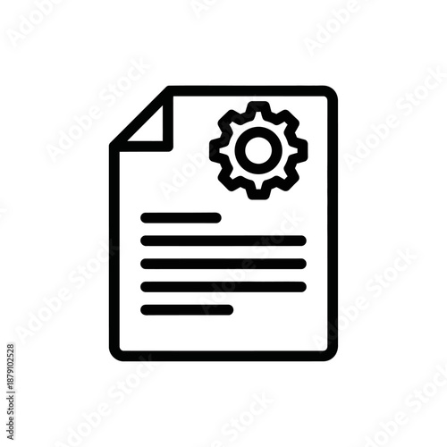 Document Icon with Gear Symbol for Settings and Configuration Representation