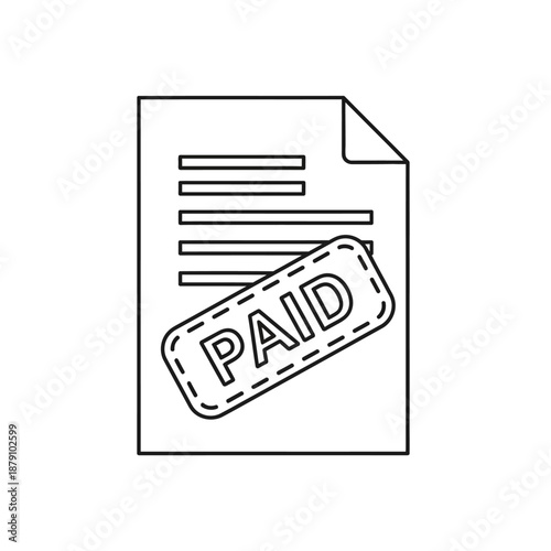 Document with Paid Stamp Illustration for Business and Legal Usage