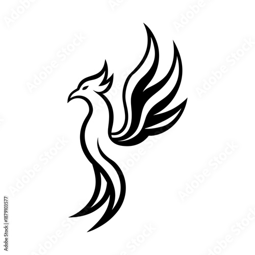 Phoenix Fire Bird Geometric Vector Illustration on White Background