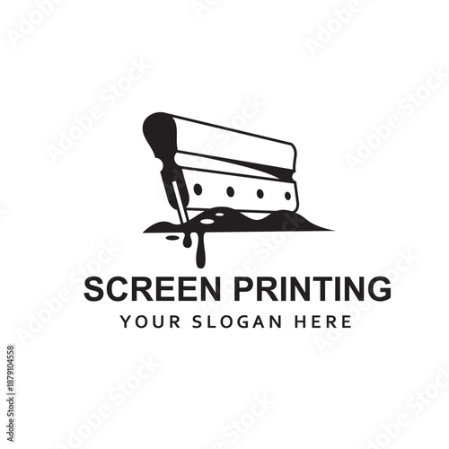 silk screen printing icon with squeegee isolated on white background