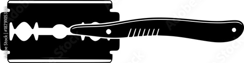 black and white silhouette of a Razor blade vector on a white background
