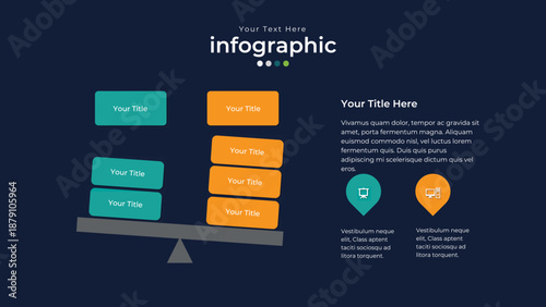 Data Visualization: An abstract infographic graphic, showcasing data in a visually appealing and organized manner, perfect for presentations.