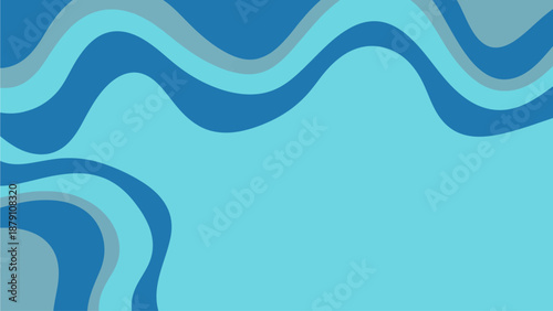 Wavy abstract illustration of fluid shapes in blue hues from a top-down viewpoint