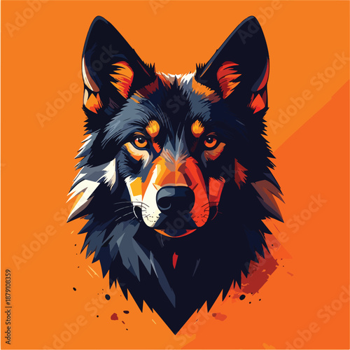 Stylized Wolf Head Graphic Portrait