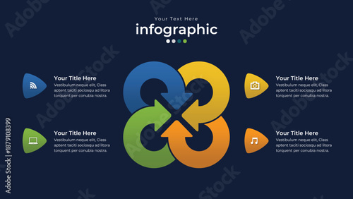 Data Visualization: An abstract infographic graphic, showcasing data in a visually appealing and organized manner, perfect for presentations.