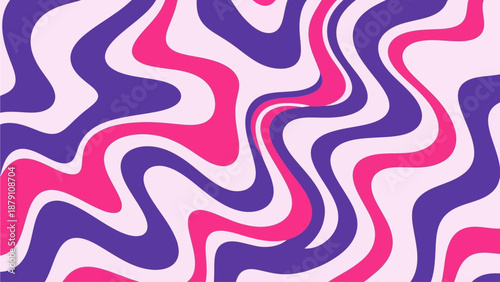 Dynamic abstract illustration featuring wavy lines in pink, purple, and white hues from a frontal viewpoint, resembling a digital artwork