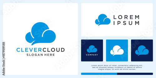 Clever cloud logo design template with mind.