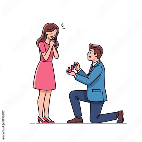 Romantic Couple Proposal Valentine Illustration Vector