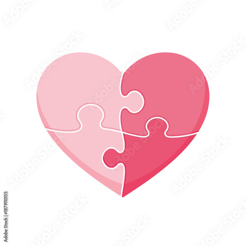 Pink Heart Puzzle Love Symbol Valentine Vector two pink hearts