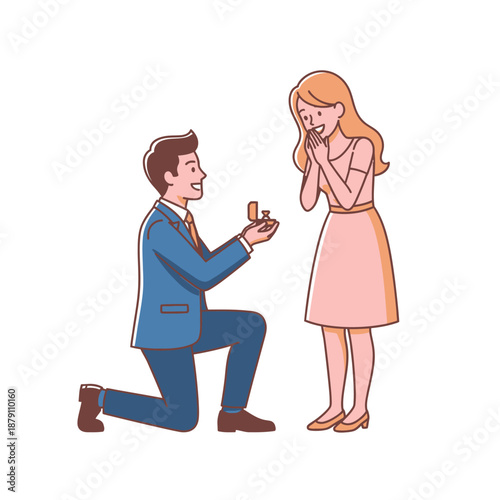 Romantic Marriage Proposal Couple Illustration Vector
