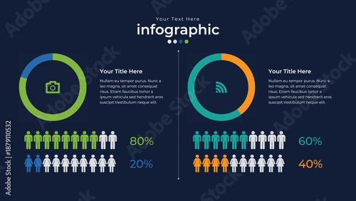 Data Visualization: An abstract infographic graphic, showcasing data in a visually appealing and organized manner, perfect for presentations.