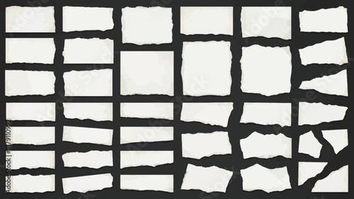Torn Paper Texture Vector Set –  Irregular Edge Pieces for Scrapbooking, Collage Design, UI Overlays, and Digital Art Projects