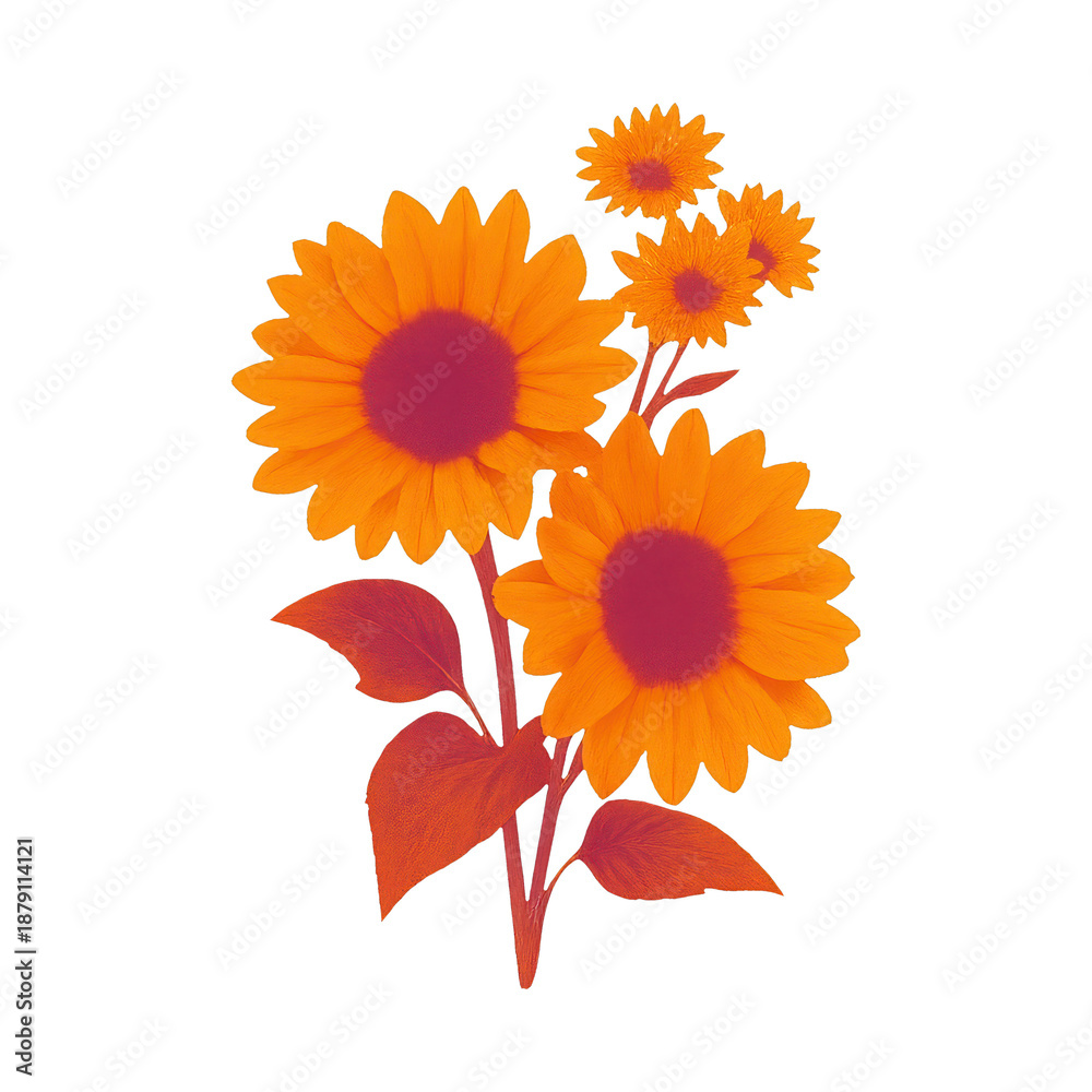 Fototapeta premium PNG Vibrant sunflowers with artistic flair.