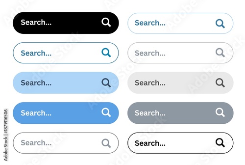 Billede på lærred Set of search bars, internet searching bar, web search bar, social media search