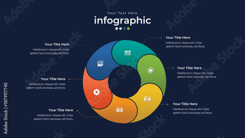 Circular Infographic Illustration: A visually engaging circular infographic, perfect for presenting data and information, set against a modern backdrop, designed to communicate key concepts.