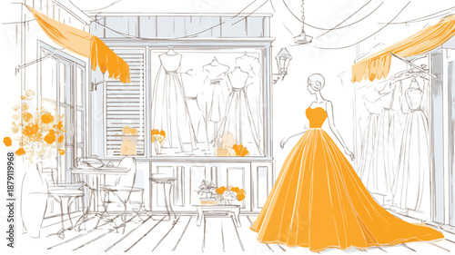Elegant Dress Boutique Design Concept Vector Illustration
